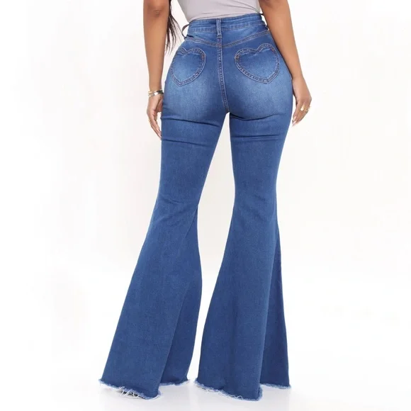 Medium Wash Flare Jeans - Picture 2 of 4